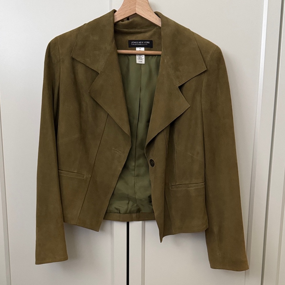 Jones New York Olive Tan Vintage Suede Jacket